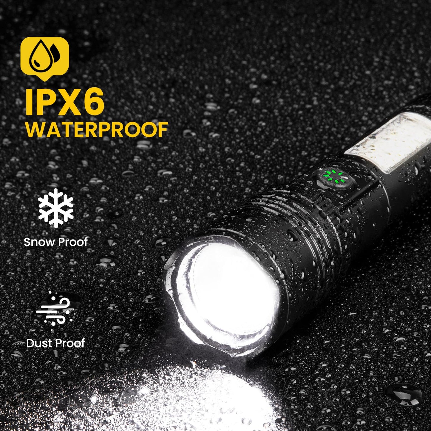 azamine Rechargeable Flashlights High Lumens, 99000LM Super Bright Flash Light with 6 Modes, Adjustable Powerful Handheld LED Flashlight for Home Camping