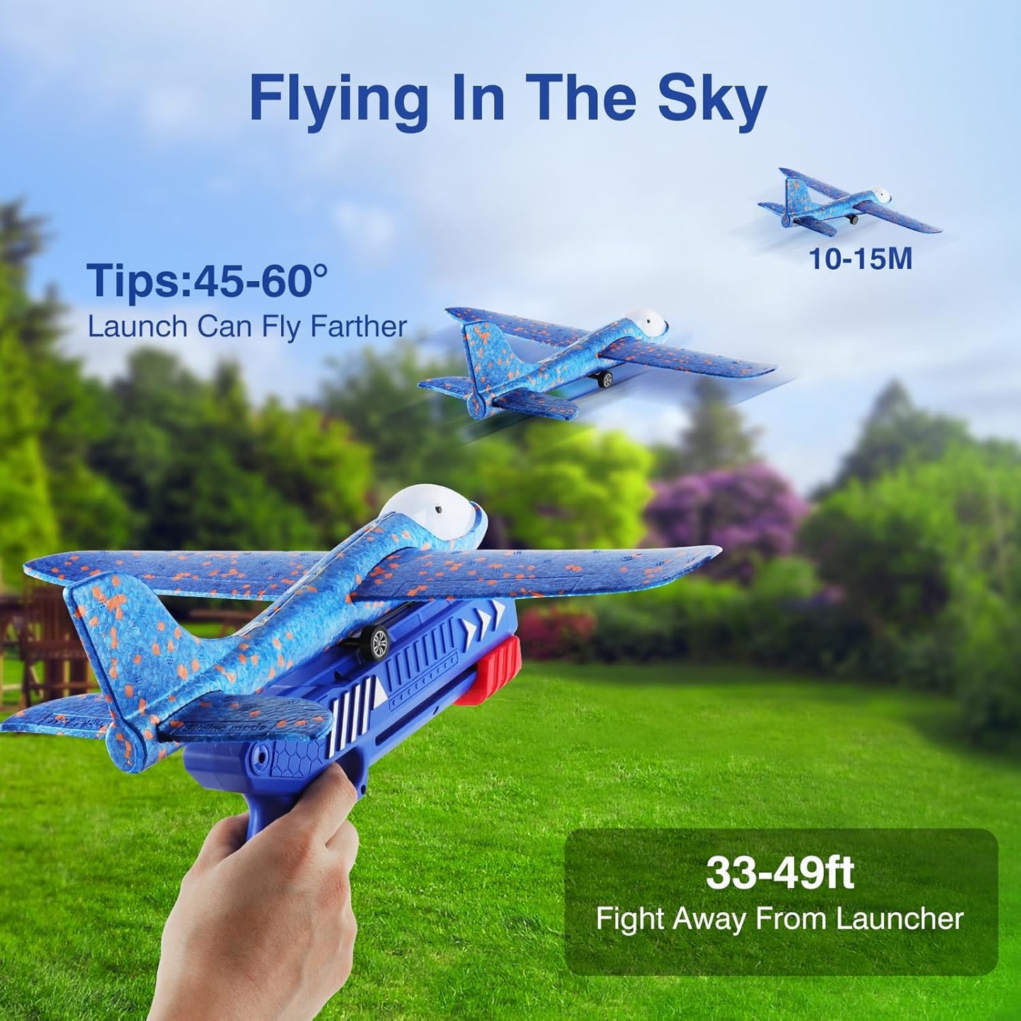 Wesfuner Foam Airplane Launcher Toys - 3 Pack Glider Planes with 2 Flight Modes | Perfect Outdoor Gift for Kids Ages 3-12