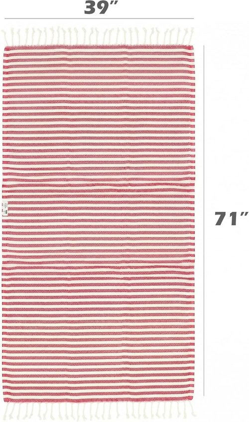 Bazaar Anatolia Turkish Beach Towel - Oversized 100% Cotton, Quick Dry & Sand Free - 71x39 Inches in Arpa Red