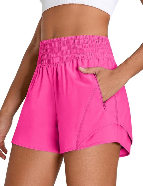 BMJL Women's Athletic Shorts - High Waisted 2.5" Running Shorts with Zipper Pocket | Sporty Gym Workout