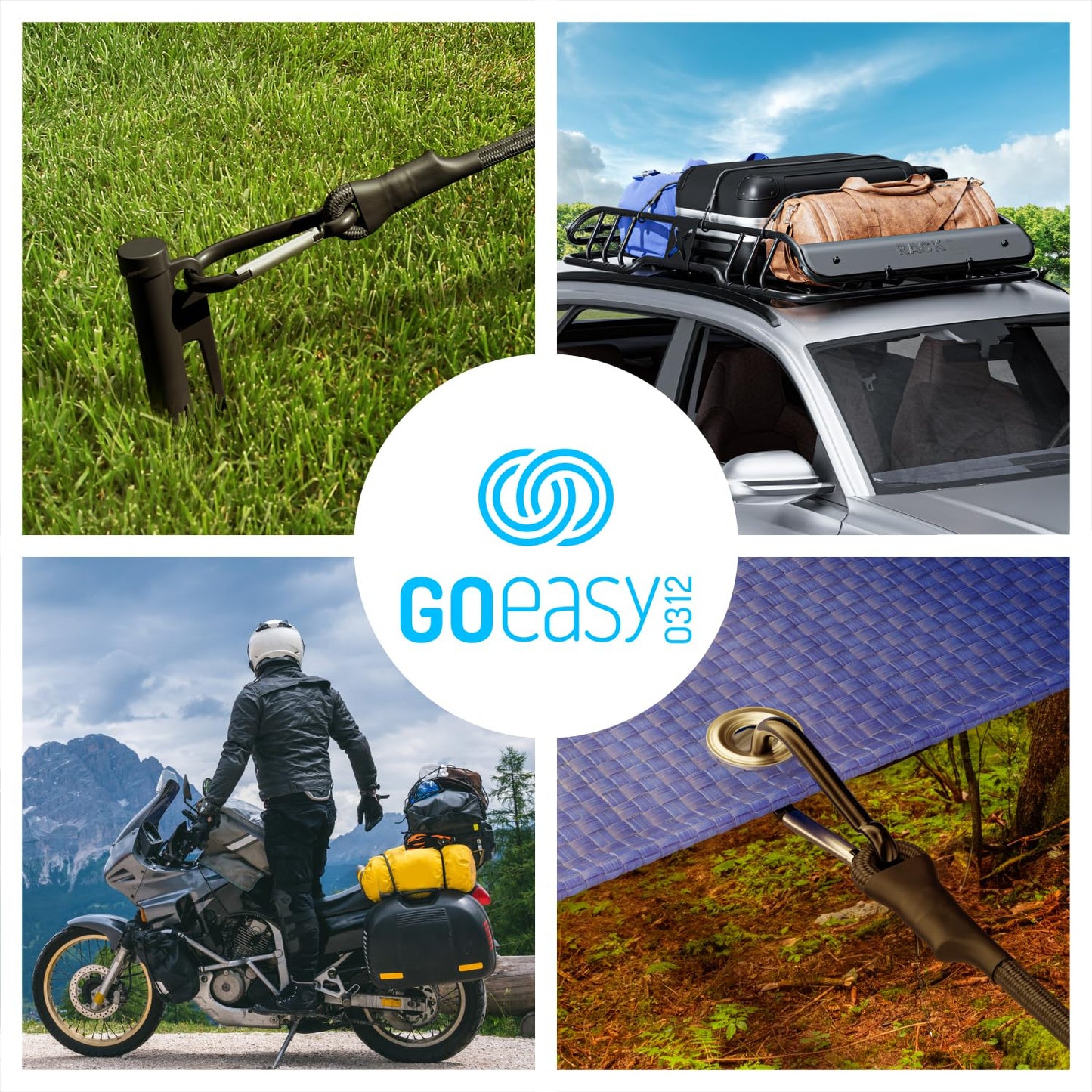 GOEASY0312 Carabiner Bungee Cords with Hooks Heavy Duty - 12", 18", 24" UV Resistant Black Bungee Cords with Carabiner Hooks for Outdoors, 200 LBS Max Break Strength - 6PCS (Black)