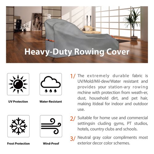 Rowing Machine Cover Waterproof – Heavy Duty Oxford Fitness Equipment Protector, Dustproof UV-Outdoor Rower Cover with Buckles and Drawstring, Fits Most Rowing Machines up to 112" L x 24" W x 40.5" H