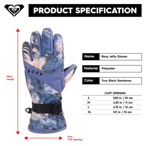 Roxy Women's Jetty Gloves - DryFlight Waterproof, WarmFlight Insulation, Touchscreen, Adjustable Strap, Wild Wind Darknight, Medium