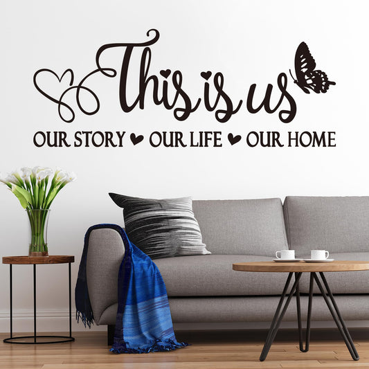 Inspirational Family Quotes Wall Stickers: Home Vinyl Art Wall Decals for Living Room Kitchen - This is Us Our Story Our Life Our Home 23" X 9"