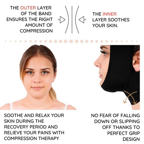 Post Surgery Neck and Chin Compression Garment Wrap Bandage for Women, Face Slimmer