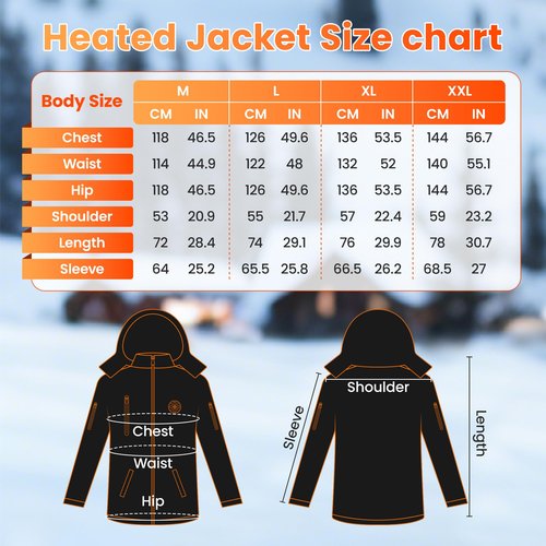 Youtelit Mens Heated Jacket with App Control, 20000mAh Battery Pack, 8 Heating Zones Electric Heated Coat Windproof Waterproof Winter Thermal for Outdoor Work, Motorcycling XL