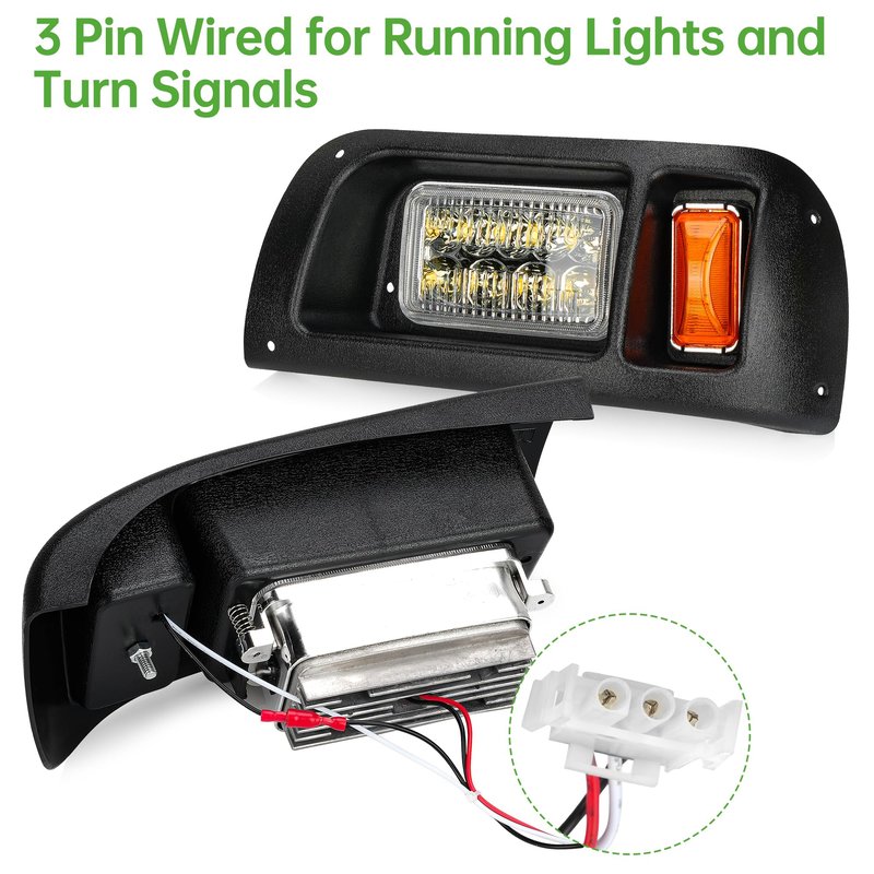 10L0L Club Car DS Headlight Kit - 12V Headlight and Tail Light Kit With Upgrade Harness with Turn Signal Brake Light and Horn Wire