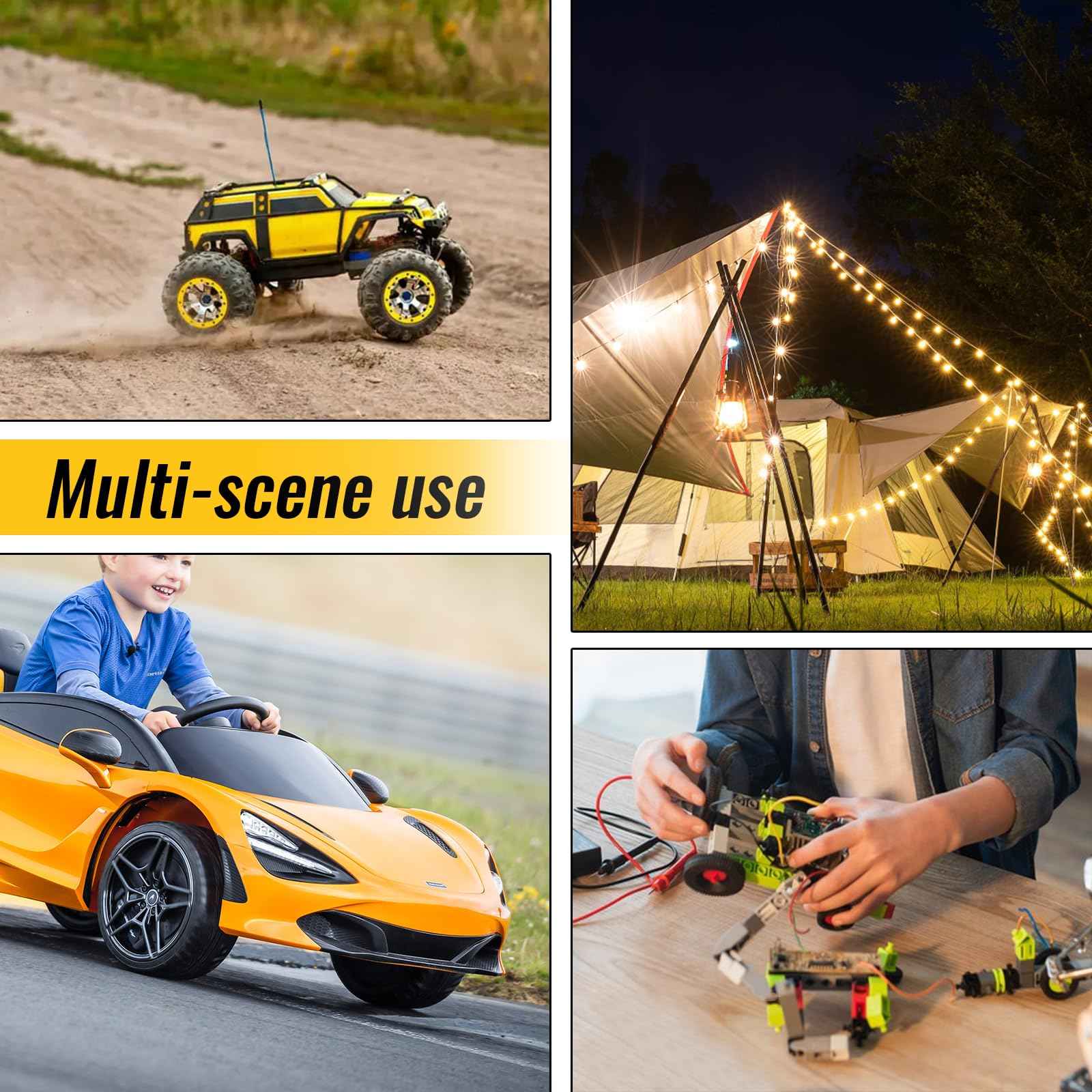 2 Packs for Power Wheel Adapter Compatible with Dewalt 20V Battery, Converter Kit with Fuse & Switch & Wire Terminals & 12 AWG Wire for DIY RC Car Toys Robotics