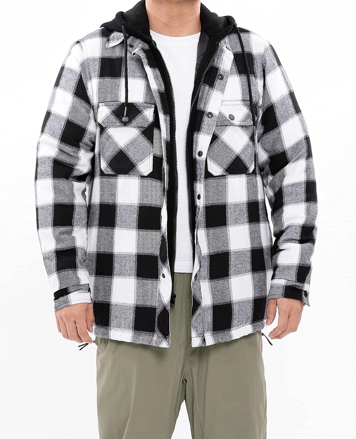 ThCreasa Men's Flannel Jacket - Quilted Lined Plaid Design with Hood | Stylish & Warm Outerwear