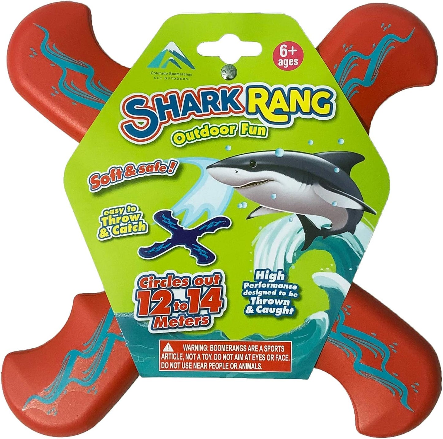 Colorado Boomerangs Shark Rang Red Boomerang - Perfect Beginner-Friendly Design for Kids & Adults