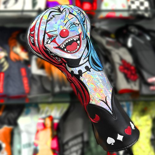 Big Crazy Driver Headcover Putter Cover, Golf Head Covers, Blade Putter Cover Magnetic with Soft Lining, Funny Driver Headcover Waterproof, Golf Club Covers, Unique Joker Girl Golf Headcovers (Laser)