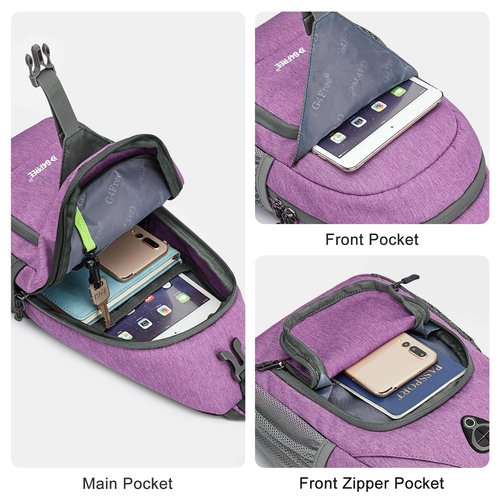 G4Free Sling Bag Backpack Chest Shoulder Bag Anti Theft Crossbody Gym Daypack with Earphone Hole for Outdoor Cycling Travel Hiking Men Women, Light Purple