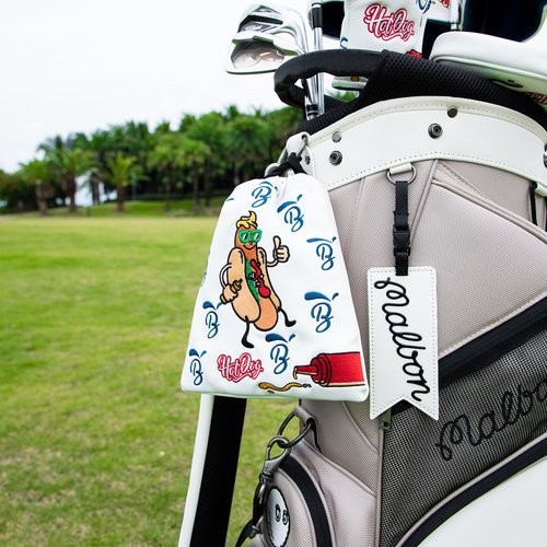 BAIRBRE Golf Valuables Pouch,Hot Dog Golf Pouch Bag with Drawstrings Leather Golf Tee Bag for Men Women