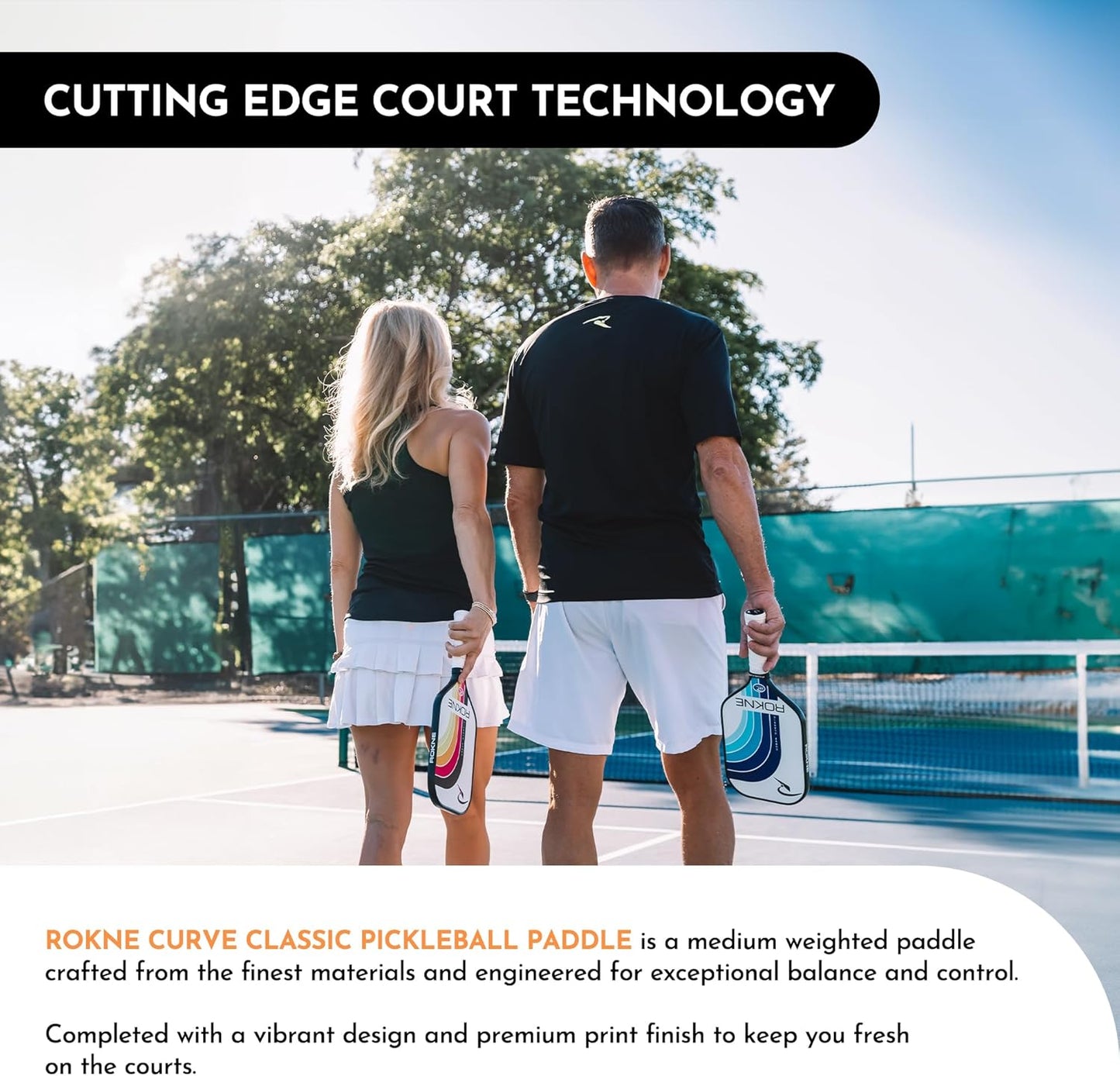 ROKNE Curve Classic Pickleball Paddle - USAPA Approved Fiberglass Design | Precision Engineering for Maximum Spin & Comfort
