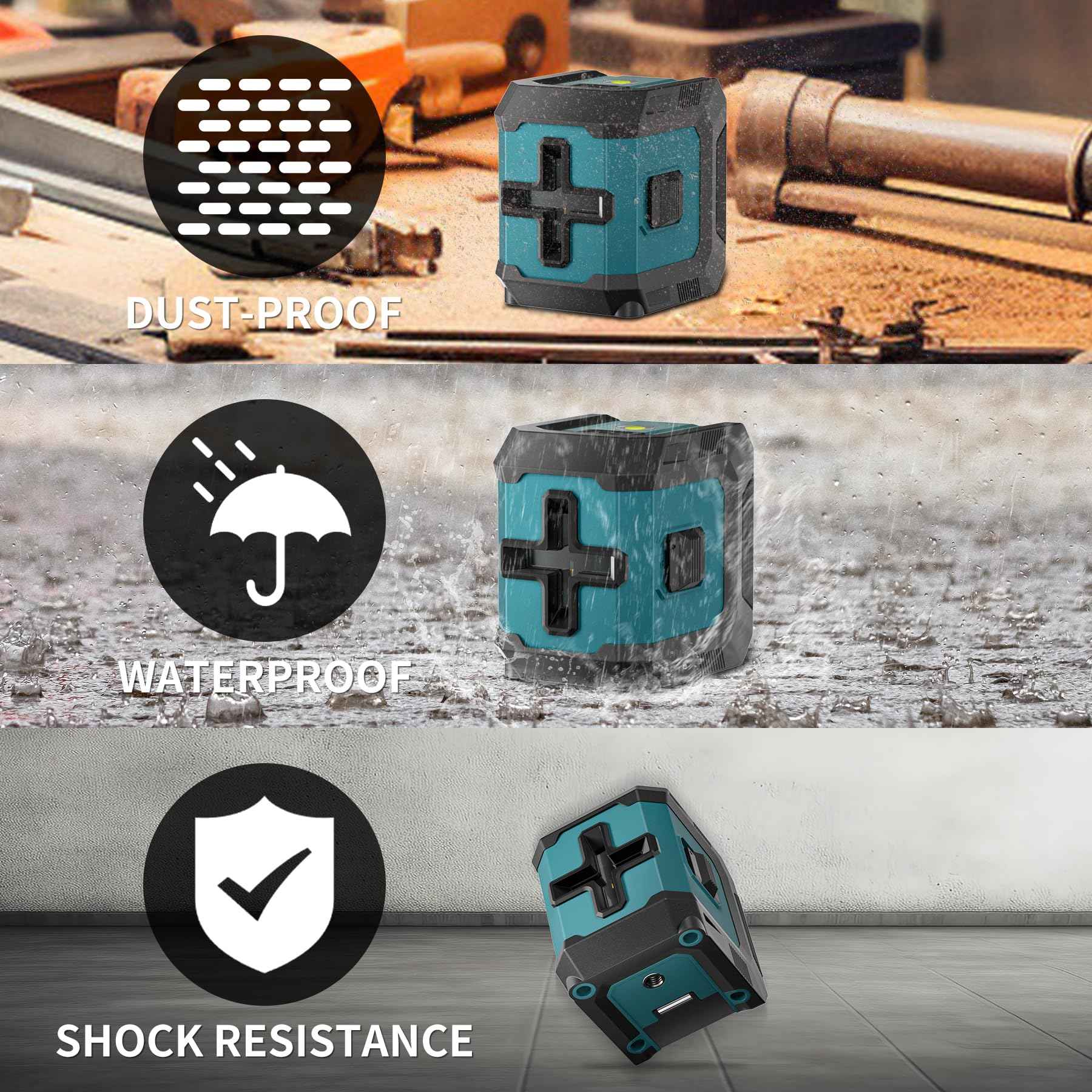 COYU Self-Leveling Cross Line Laser Level -Japanese Green Beam, 100ft Range, 360° Rotation, Carrying Pouch Included