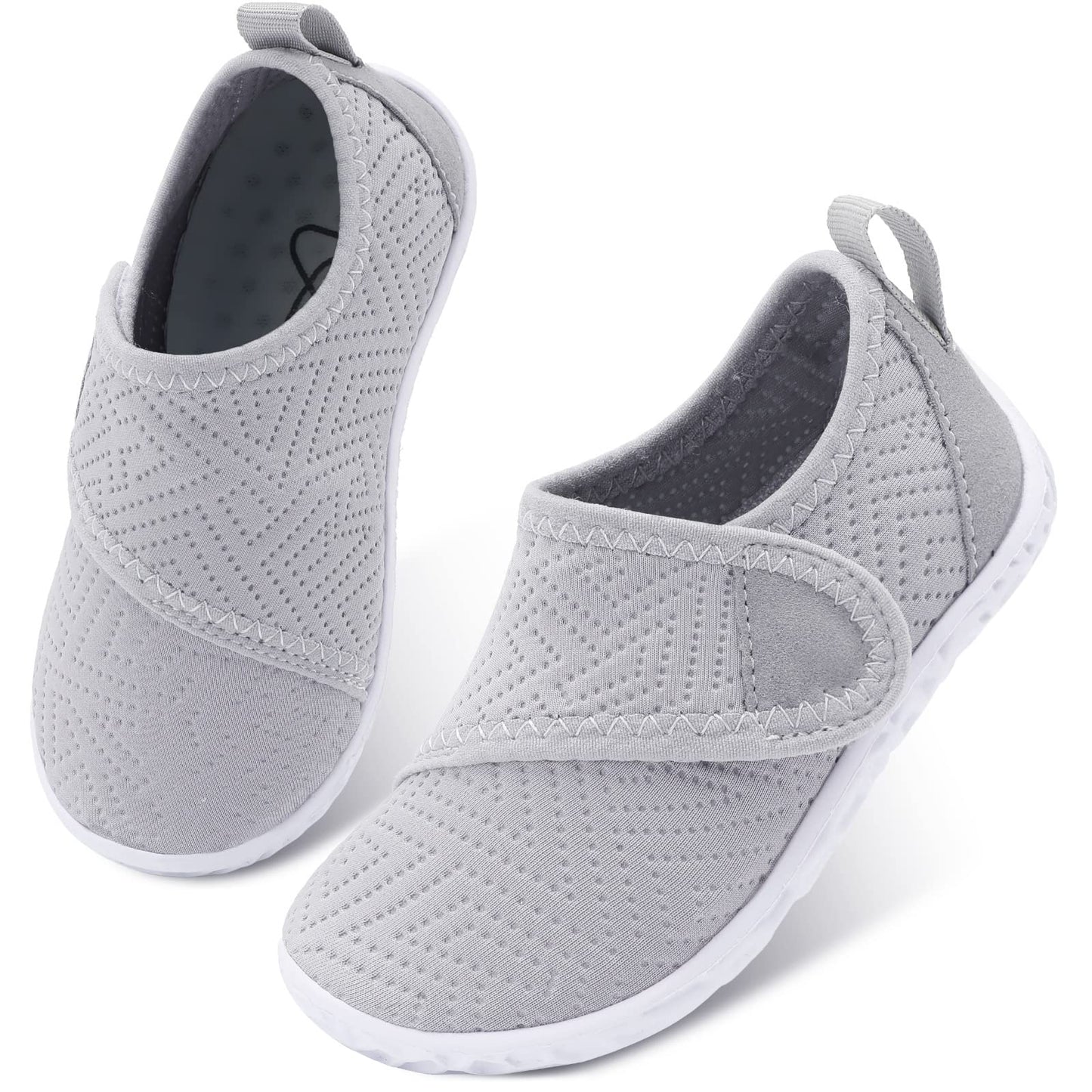 LeIsfIt Boys Girls Water Shoes Kids Aqua Socks Toddler Quick-Dry Swimming Shoes Non-Slip Summer Shoe for Beach Pool Surf, Grey, 9 Toddler