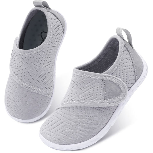 LeIsfIt Toddler Water Shoes Boys Girls Barefoot Aqua Socks Kids Breathable Quick-Dry Swim Shoes for Beach Pool Surf, Grey, 6 Toddler