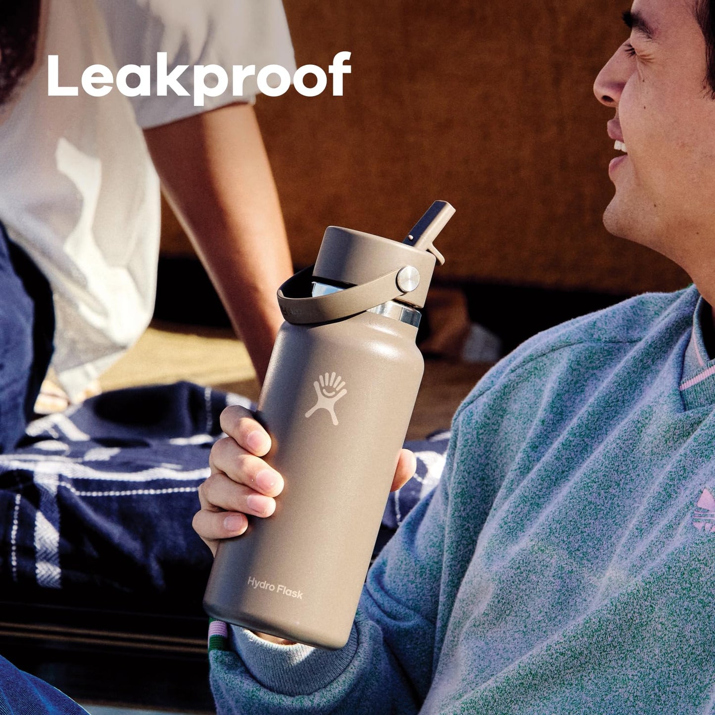 Hydro Flask Water Bottle - Insulated Stainless Steel - Wide Straw Lid, Non Spill, Leakproof in 24 Oz Glimmer Cream