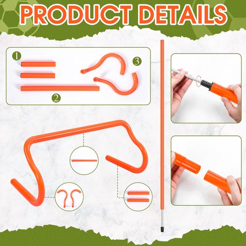 JellyArch Agility Training Equipment Soccer Speed Training Includes 4 Adjustable Soccer Agility Poles 4 Agility Hurdles 6 Soccer Cones for Youth Adults Athletes Football Soccer Training(Orange)