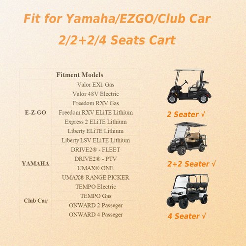 YONQIFON Golf Cart Cover 4 Passenger Outdoors 420D Waterproof Golf Cart Covers extended roof with Zipper Universal Compatible with EZ-GO, Club Car, Yamaha Golf Cart heavy duty