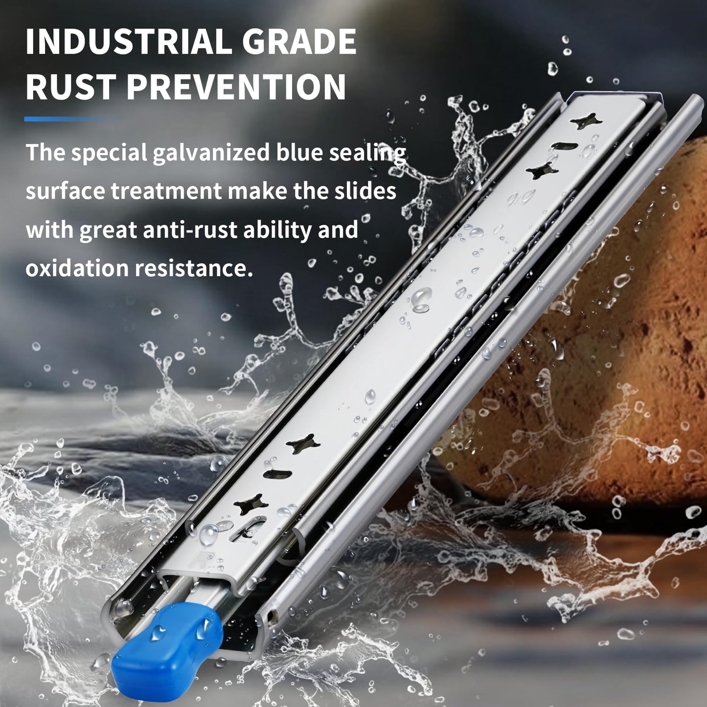 YENUO Heavy Duty Locking Drawer Slides Full Extension Runners with Lock 12 14 16 18 20 22 24 26 28 30 32 34 36 38 40 Inch Side Mount Ball Bearing Rails Track Glides 205 Lbs 1 Pair(W:53mm, 30 Inch)