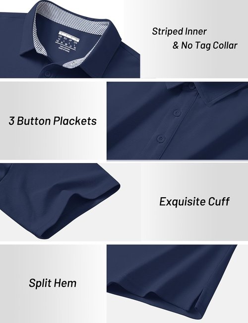 Cotrasen Men's Polo Shirt - Short Sleeve Cotton Pique with 3 Buttons | Classic Fit Golf T-Shirt