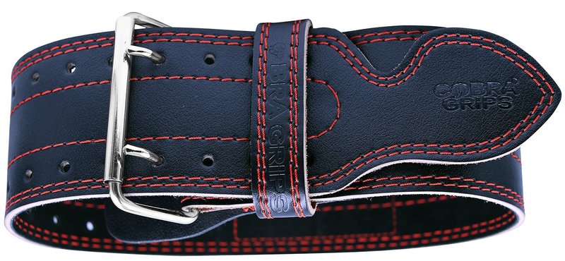 Weight Power Lifting Belt 4” Wide Cobra Grips Premium Genuine Leather Belt for Men & Women Adjustable Weightlifting Back Support (RED, X-Small 23"-31")