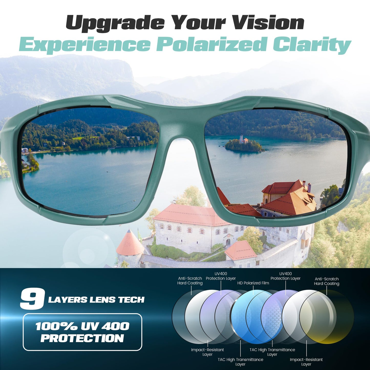 Flaya Polarized Sport Sunglasses for Men & Women｜Ideal for Golf, Fishing, Running, Cycling, Driving｜UV400 Protection, Scratch-Resistant, M-L Wraparound, Lightweight TR Frame with Rubber Nose Pads