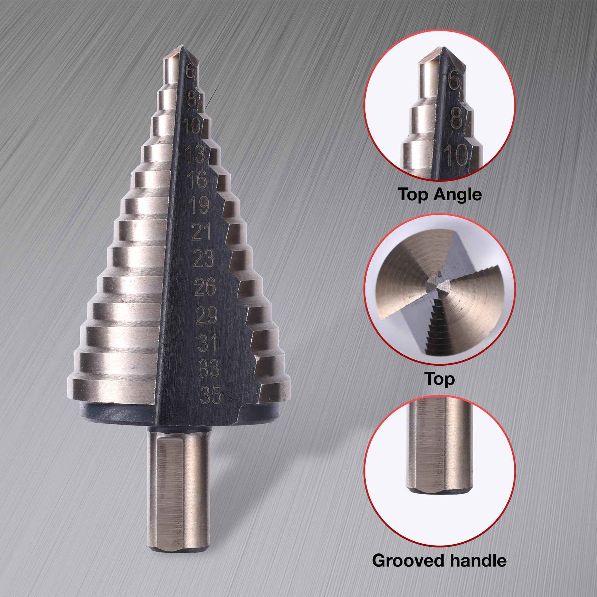 Witwocky Step Drill Bits, 5PCS (44 Sizes) Metric HSS Step Unibit Drill Bit Set with Aluminum Case, Double Cutting Blades, High-Speed Steel, Multiple Hole Stepped Up Bits for DIY Lovers