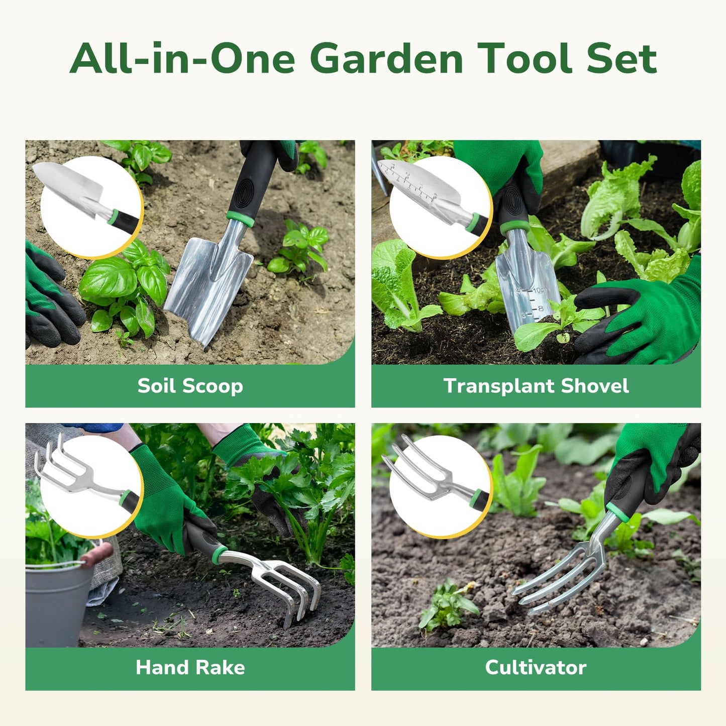 GreatBuddy Garden Tool Set for Women, 9 Piece Heavy Duty Rust-Proof Gardening Tool Set with Ergonomic Handles & Durable Organizer Handbag, Ideal Gardening Gifts for Mothers, Gardener, Beginners