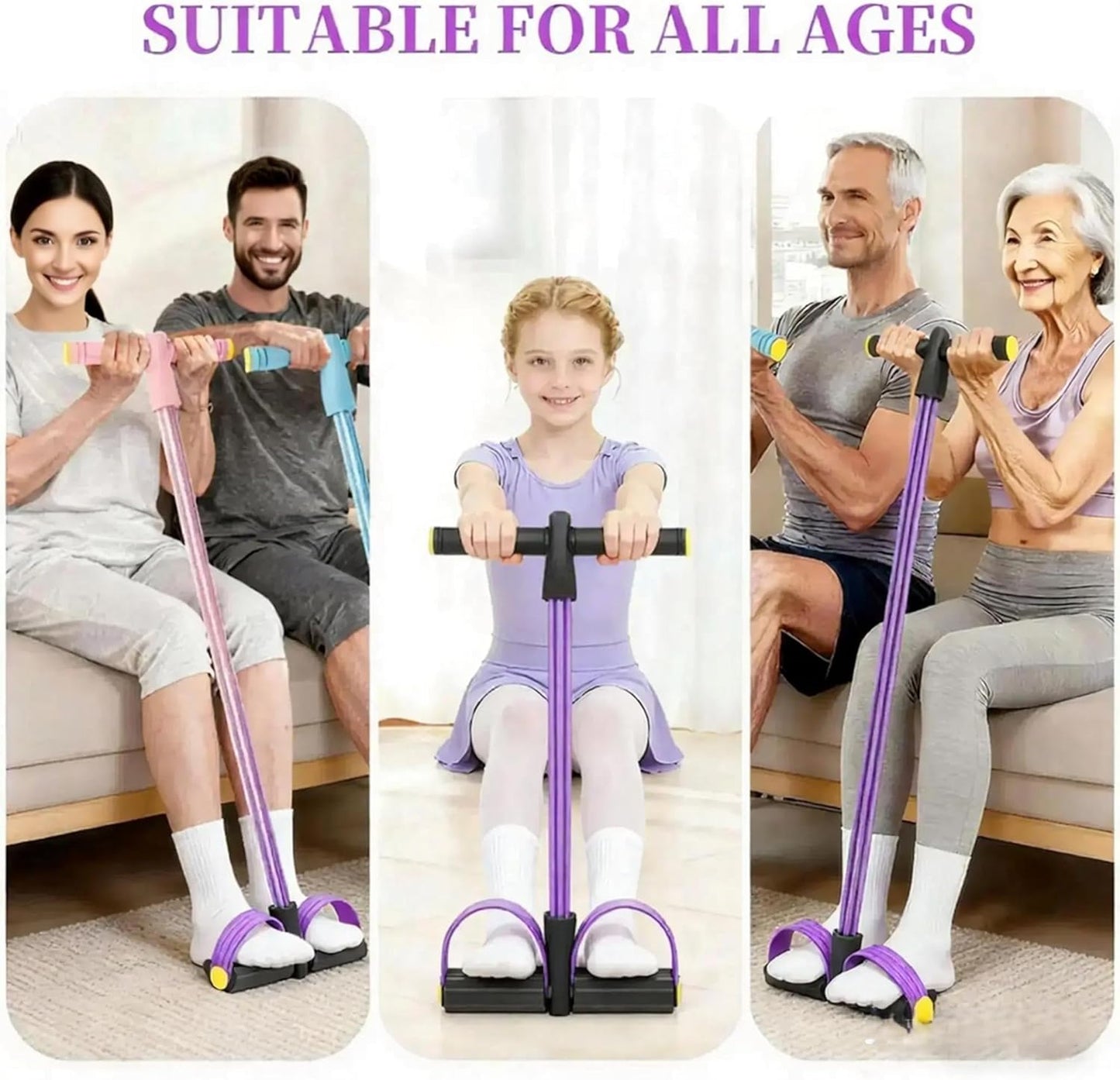 Skiennix Pedal Resistance Bands - 6-Tube Manual Tension Training for Women | Natural Rubber Design