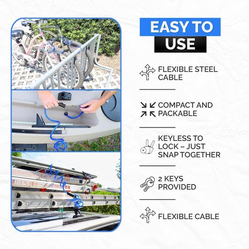 DocksLocks Coiled Security Cable - Weatherproof Anti-Theft Lock for Kayaks, Bikes & More | 5ft, 10ft, 15ft, 20ft, 25ft