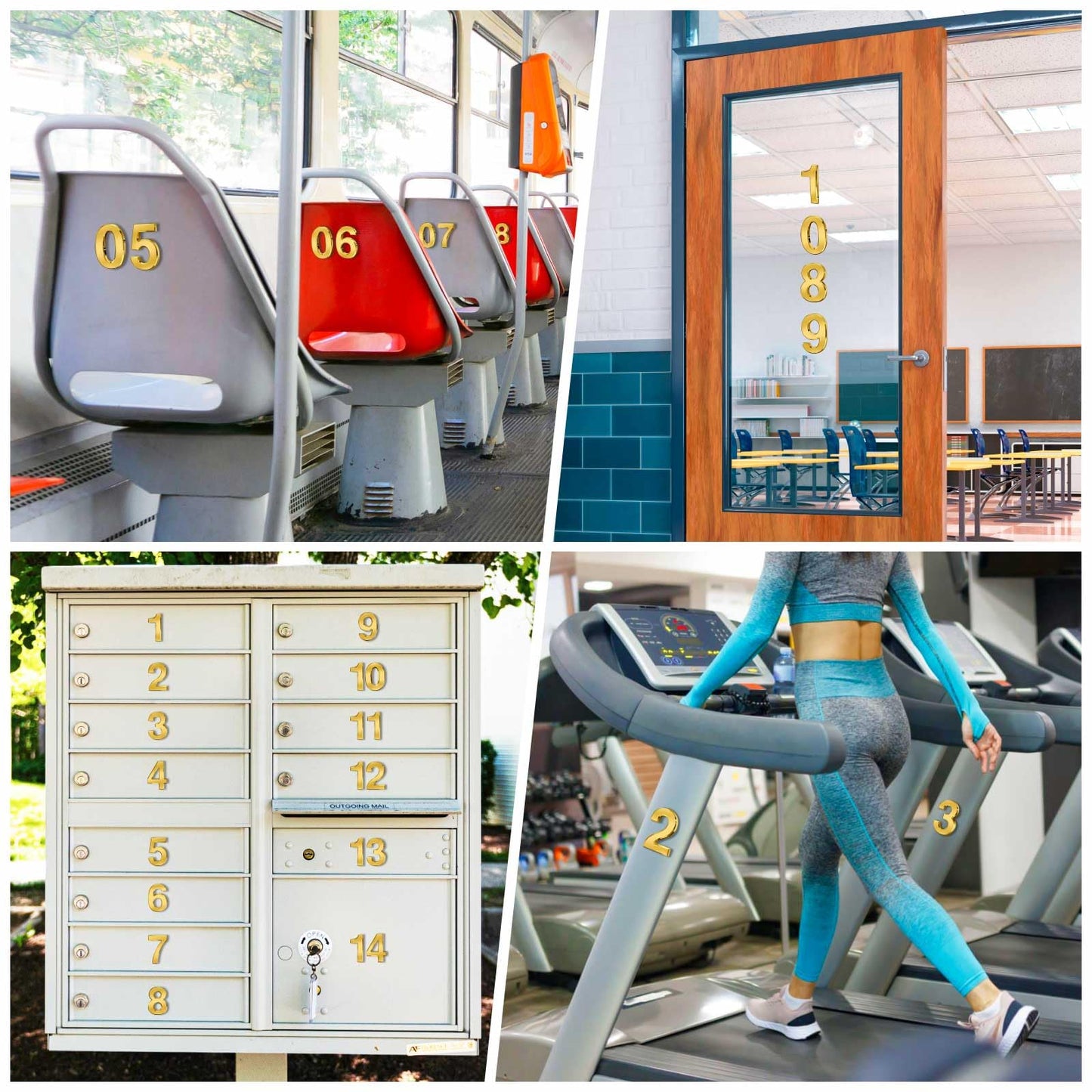 Ranslen 10 Pieces 3 Inch High House Numbers 0-9, Self-adhesive 3D Mailbox Numbers Door Address Home Number Stickers Sign for Apartment Mailbox Sign Office Hotel Room, Gold Electroplated Plastic