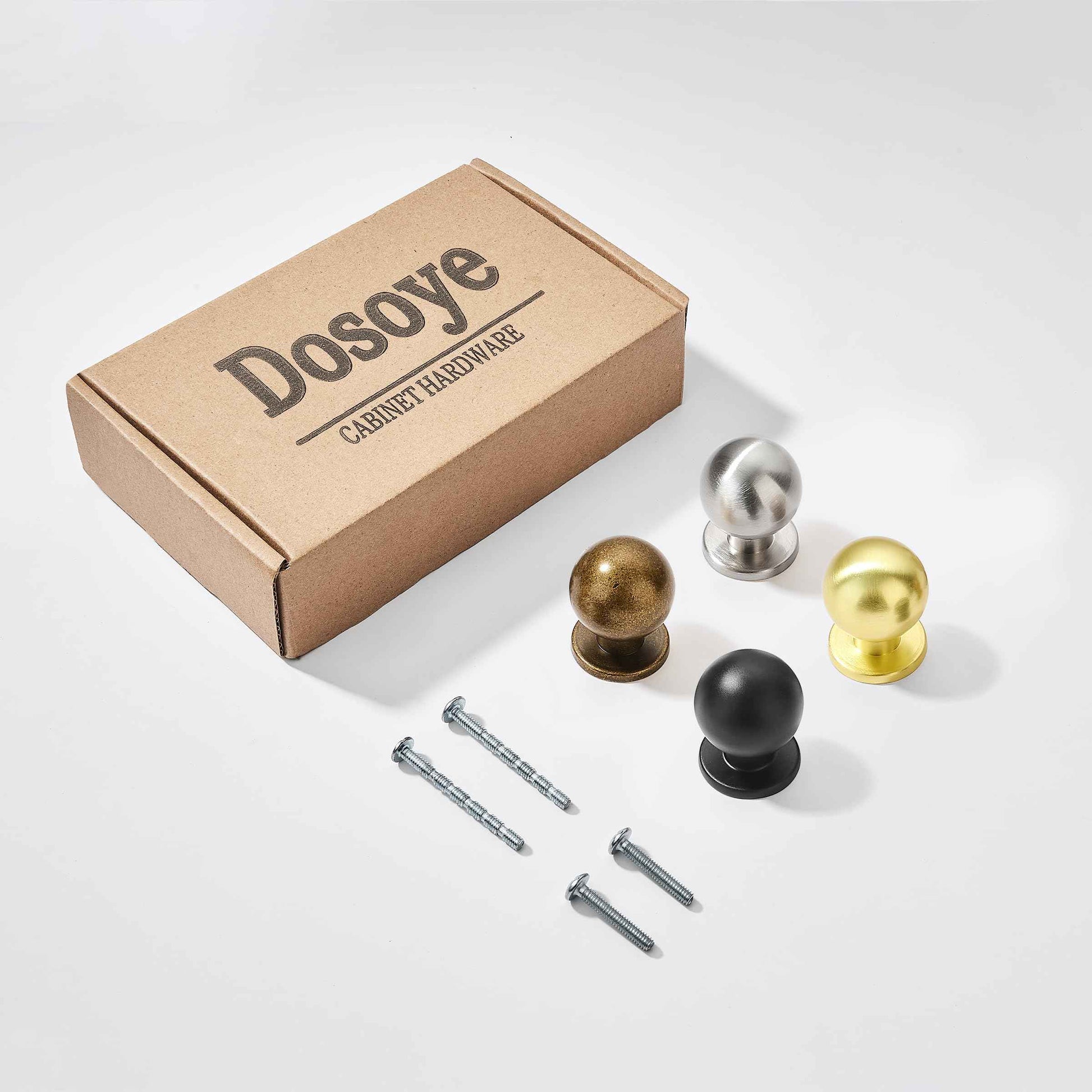 Dosoye 10 Pack 1 Inch (25mm) Diameter Round Solid Vintage Antique Brass Cabinet knobs，Pulls for cabinets and Drawers,Ball Knobs Cabinetry Hardware