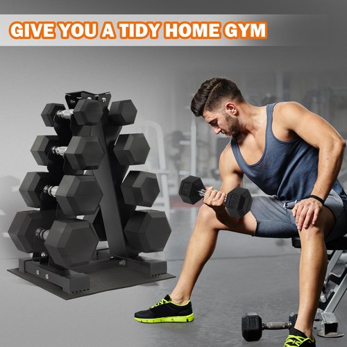 Fitvids Dumbbell Rack A-Frame Weight Rack for Home Gym 4 Tier, Black