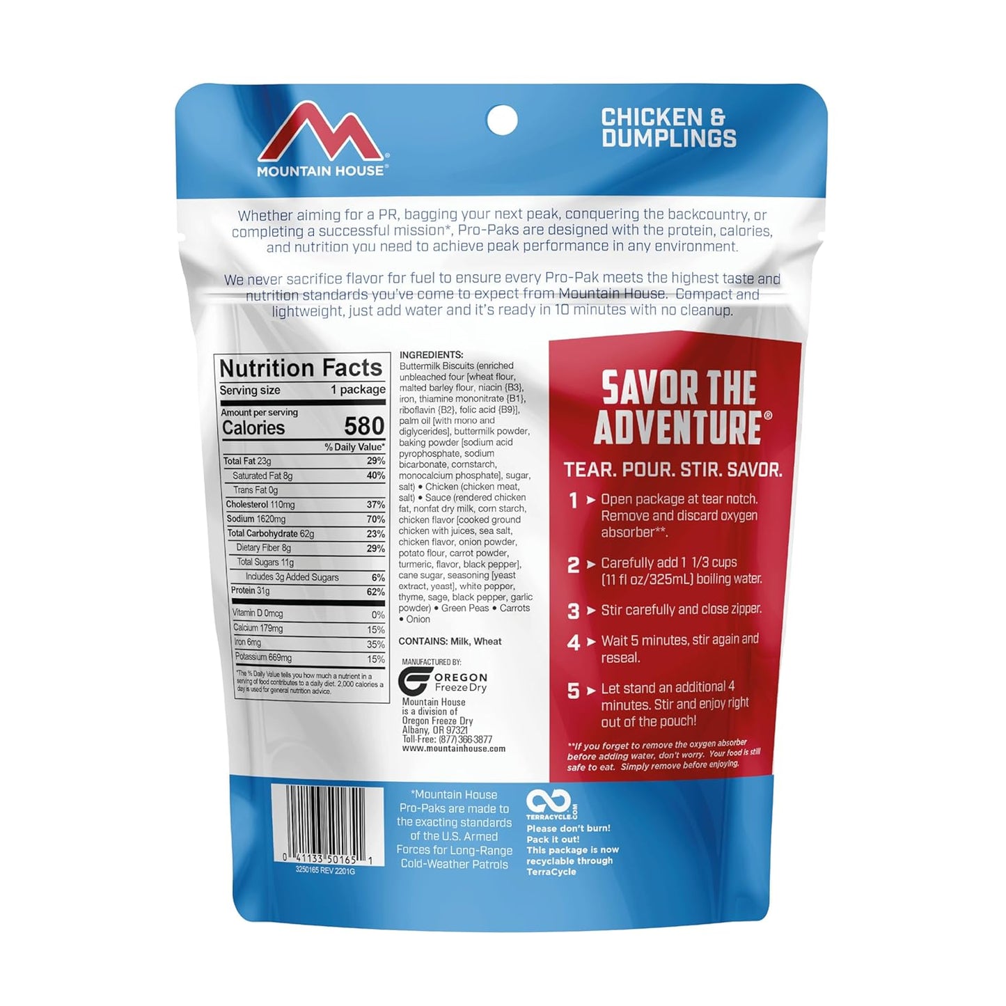 Mountain House Chicken & Dumplings Pro-Pak - Freeze-Dried Backpacking Meal | Single Serving