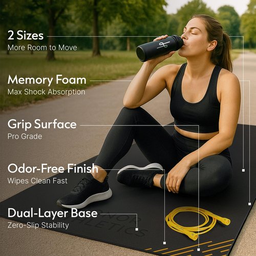 Honor Athletics Premium Jump Rope Mat – 1/4" Thick High-Density Rubber | Non-Slip Surface for Indoor/Outdoor Use | Durable & Odor-Free Skipping Mat, Standard – 36" x 48"