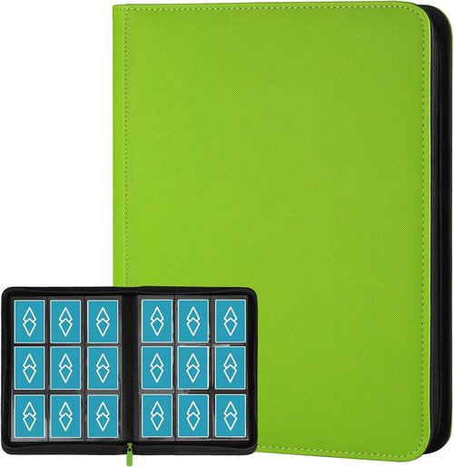 GERMUN Trading Card Binder - 9 Pocket Premium Card Holder for 360 Cards | Double-Sided Album in Grass Green
