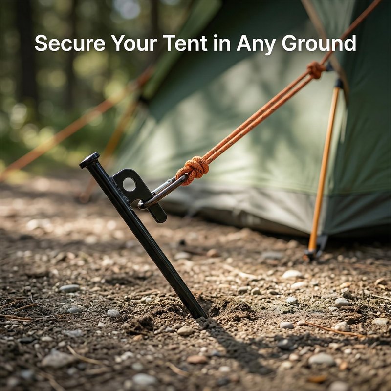 FANEAMADE 12 Inch Heavy Duty Tent Stakes 10 Pack, Steel Ground Stakes for Camping, Trampoline, Canopy, Tarp and Garden Anchoring, Rust Resistant Outdoor Pegs