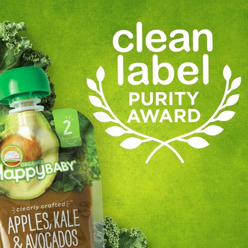 Happy Baby Organics Stage 2 Baby Food Pouches - Gluten Free Vegan Fruit & Veggie Puree Variety Pack | 4 Oz (Pack of 10)