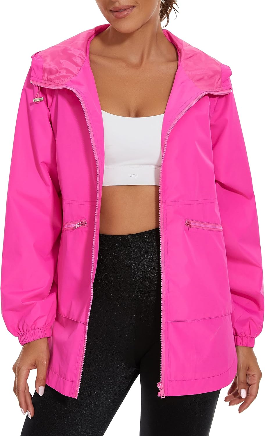 PESION Women's Waterproof Raincoat - Lightweight Hooded Windbreaker Jacket with Pockets | Ideal for Outdoor Use