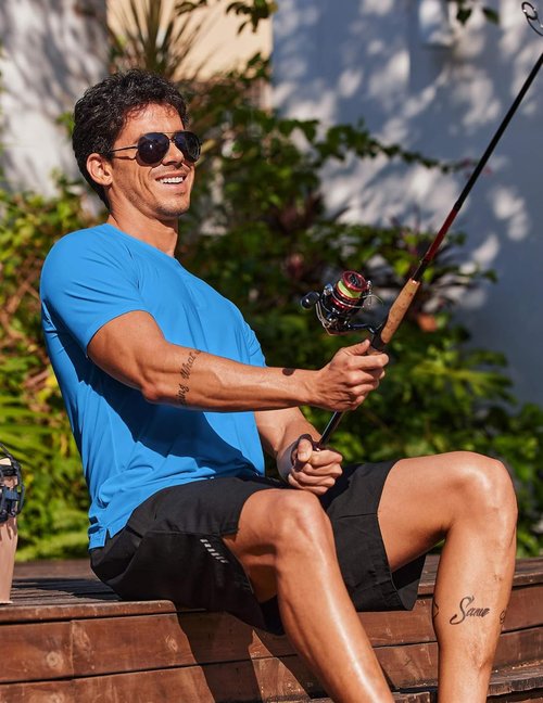 COOFANDY Men's Swim Shirt - Short Sleeve UPF 50+ Rash Guard | Quick-Dry & Breathable Beach T-Shirt