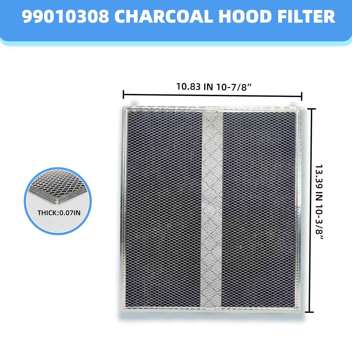 YUEERIO S99010308 Carbon Replacement Filter compatible with Broan QS WS BPSF30 GE: WB02X10707 NON-Ducted Range Hood Charcoal Filters 10.8" X 13.3" (2-Pack)