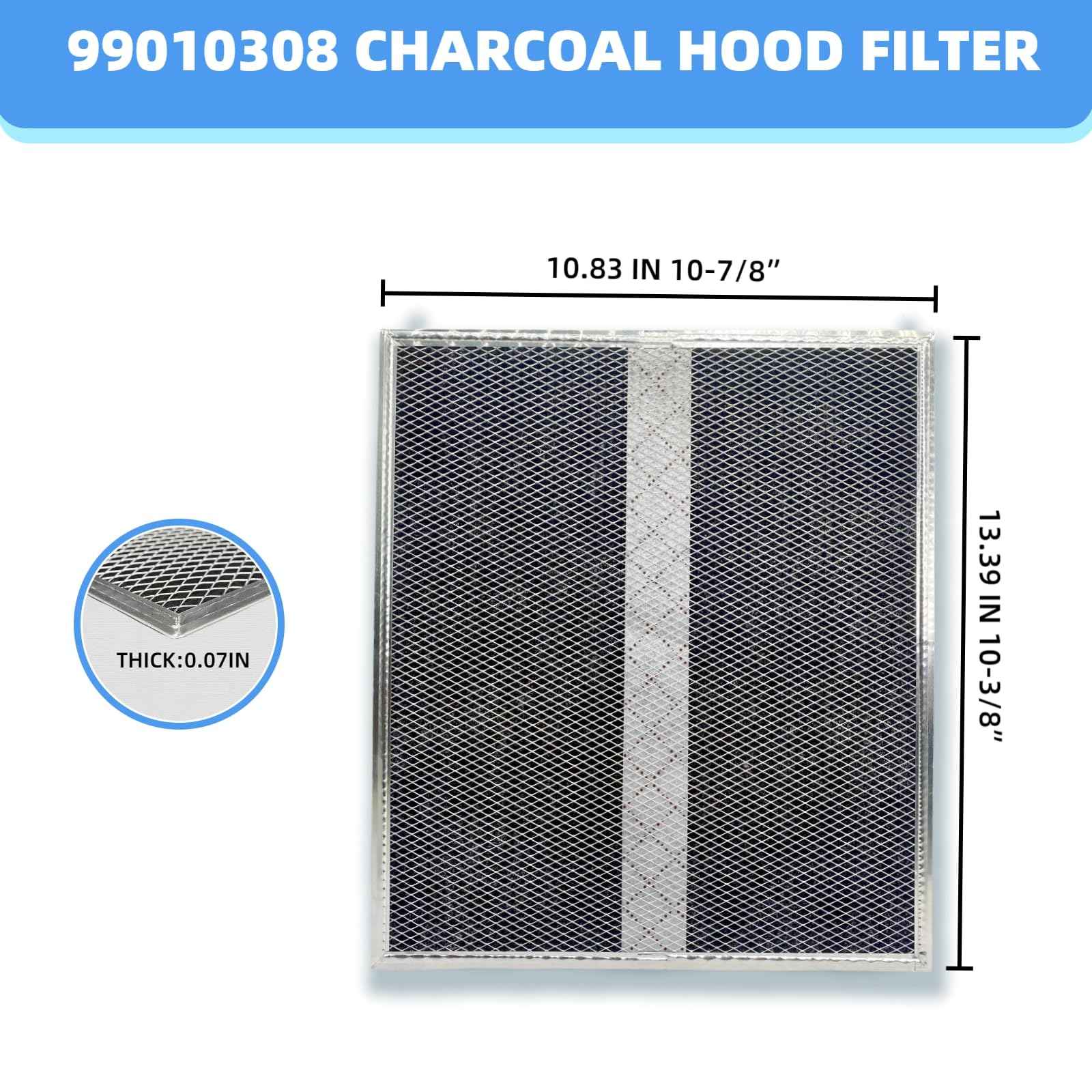 YUEERIO S99010308 Carbon Replacement Filter compatible with Broan QS WS BPSF30 GE: WB02X10707 NON-Ducted Range Hood Charcoal Filters 10.8" X 13.3" (2-Pack)