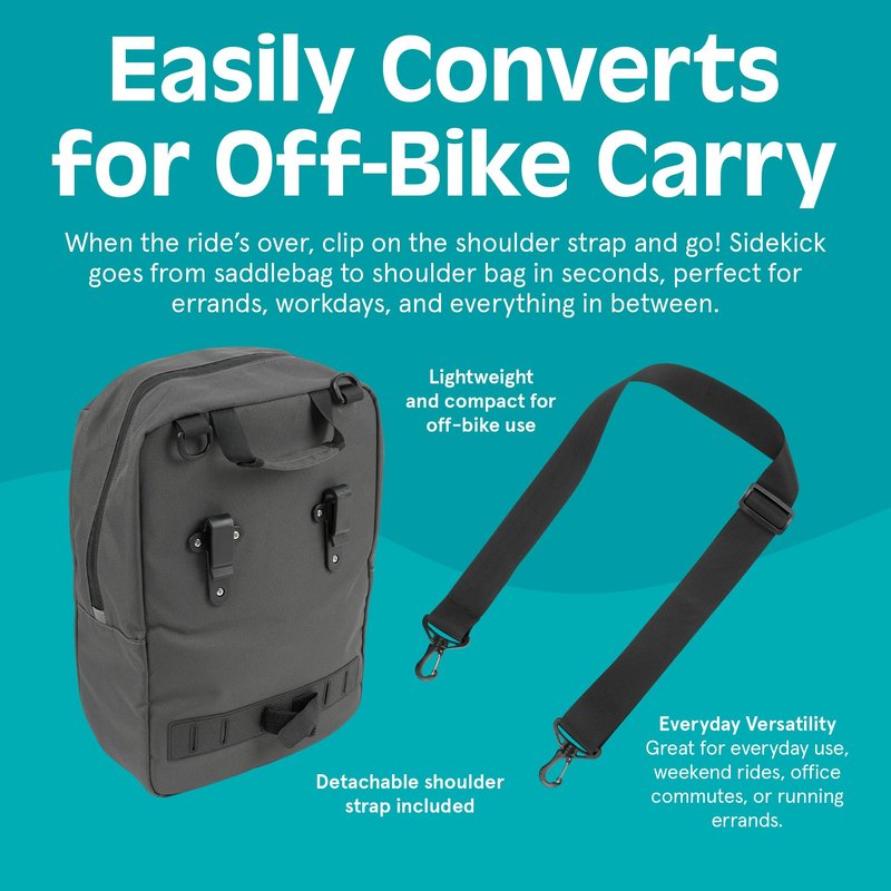 Retrospec Sidekick Single Pannier Bike Bag - Waterproof Commuter Pannier with Laptop Sleeve, Reflective Rain Cover & Carry Strap - Eco-Friendly 600D rPET - 17" Large Capacity
