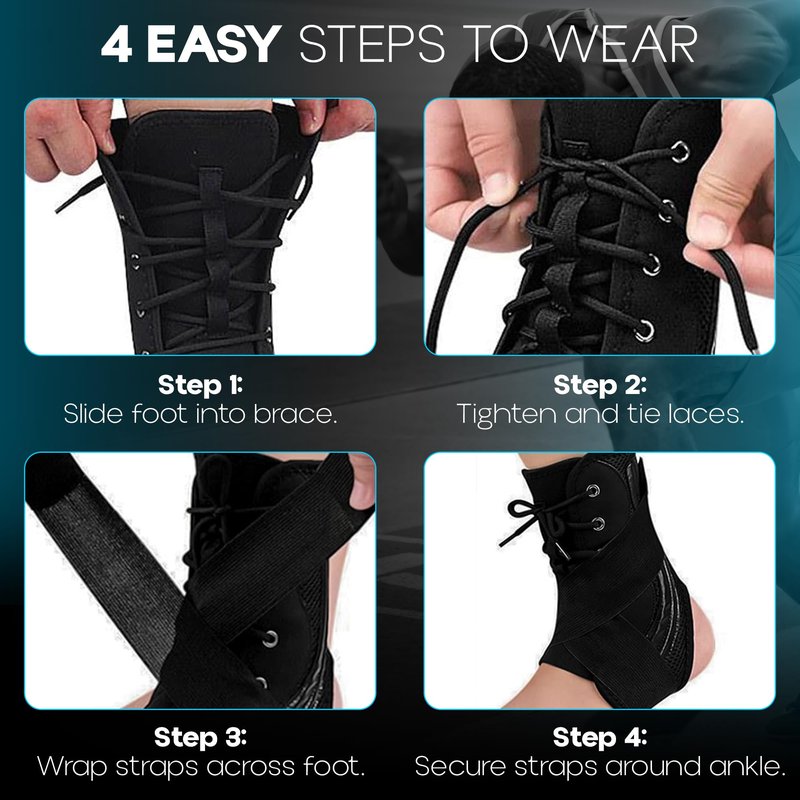 Ankle Brace lace up Stabilizers Adjustable Ankle Support for Sports Protect, Sprained Ankle, Ligament Damage, Injury Recovery (Medium Size)