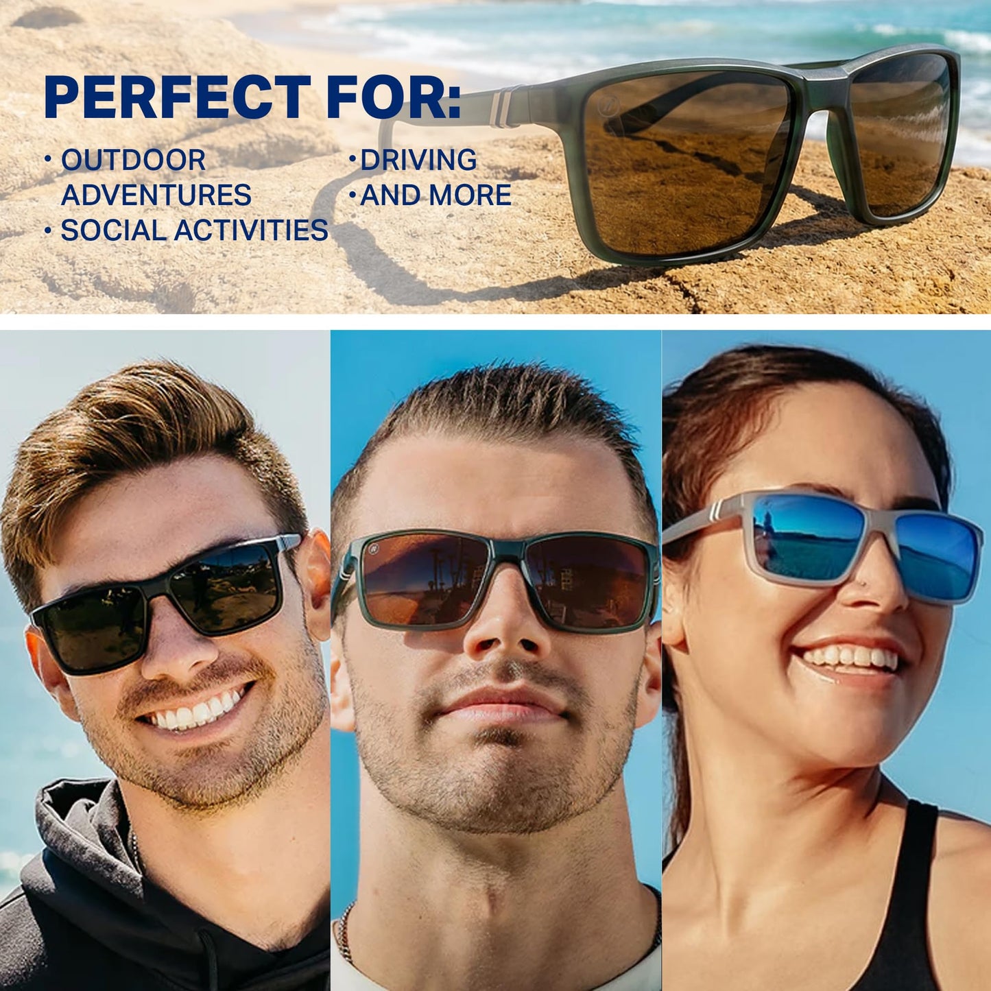 Blenders Eyewear Mesa – Polarized Sunglasses – Modern Wraparound Frames – 100% UV Protection – For Men & Women – Ghoster
