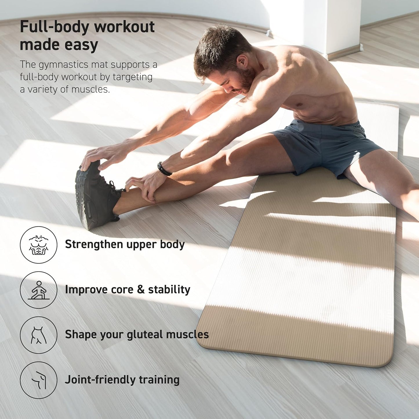MSPORTS Yoga Mat - Premium Non-Slip Thick Exercise Mat for Home Workouts & Pilates | Cushioned NBR Foam, Includes Strap
