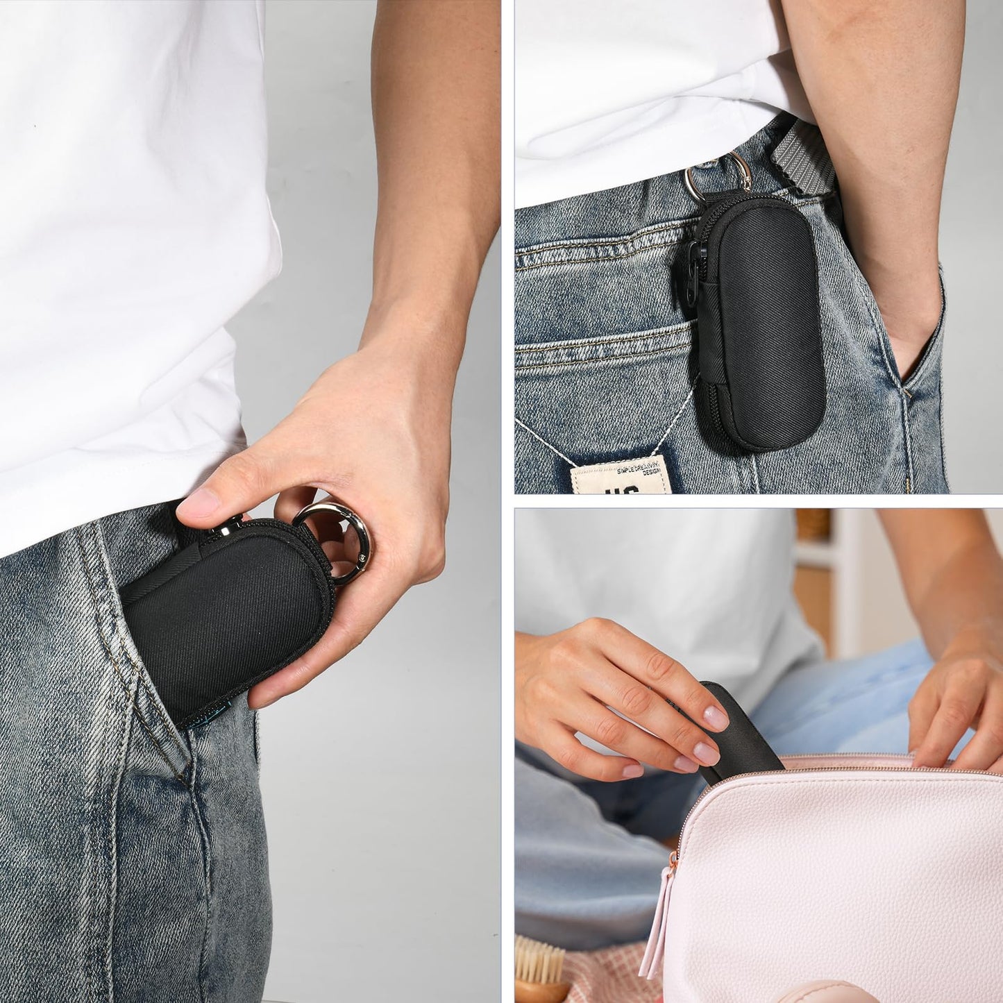 Beautyflier Heart Monitor Case Compatible with AliveCor KardiaMobile 6L, Portable Heart Monitor Bag with Spring O-Ring Keychain, Keep Clean and Protected (Bag Only)