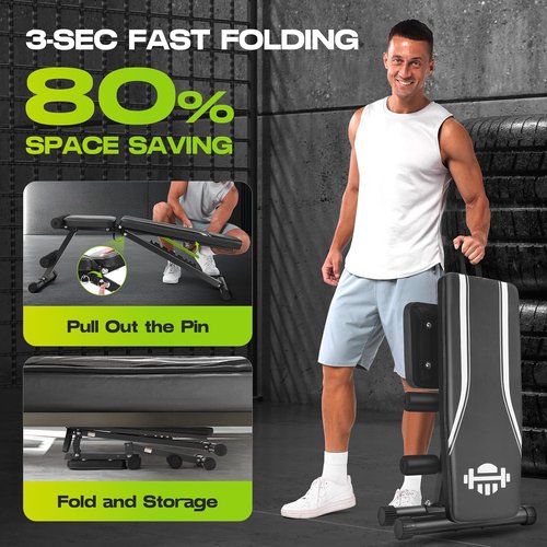 ANCIHER Weight Bench - 660LBS Foldable Home Gym Workout Bench with 8 Adjustable Backrests for Full Body Strength Training